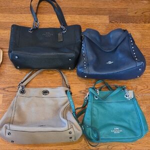 BUNDLE: FOUR Coach Women's Shoulder Bags - Black, Tan, Green And Navy!!